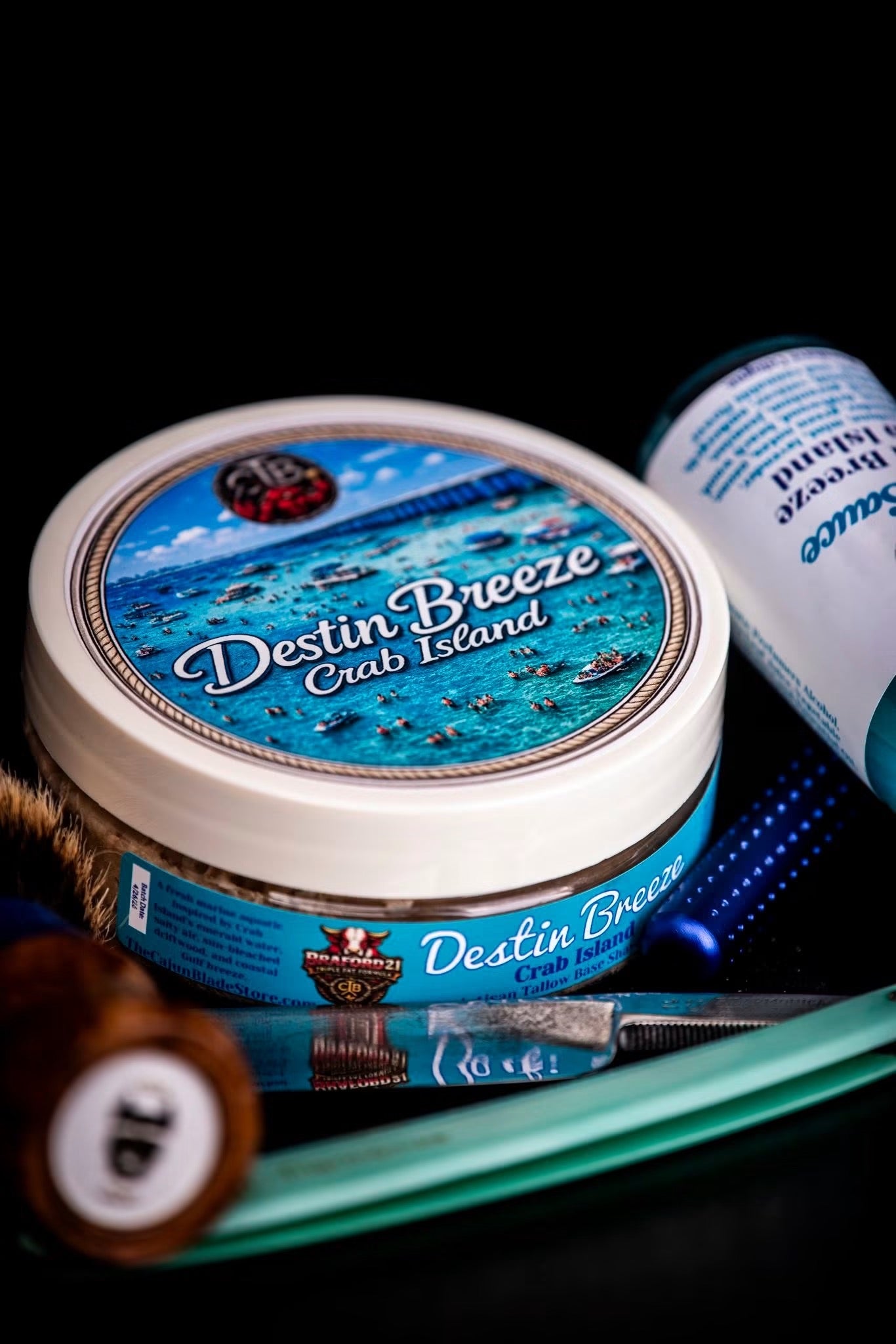 Destin Breeze "Crab Island" Shave Soap - A Coastal Blue Aquatic.